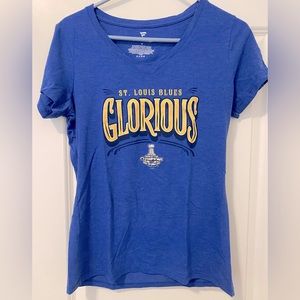 Fanatics t shirt, bright blue, size M, v-neck, like new